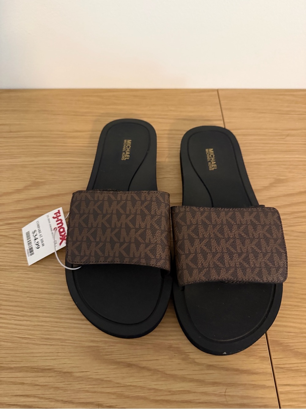 Michael Kors Brown MK Logo Slide Sandals - Picture 2 of 5